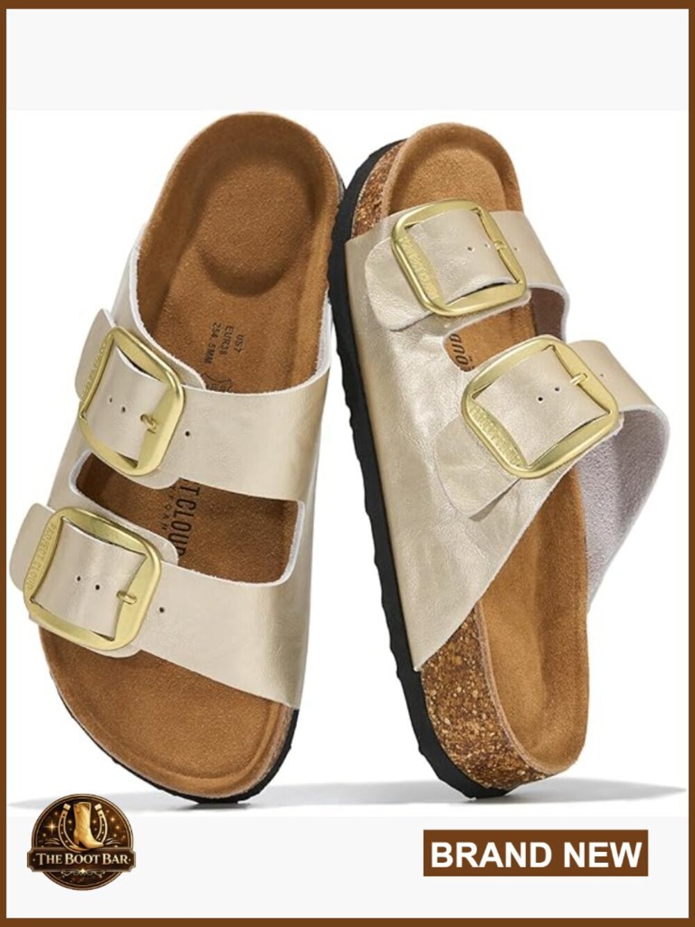 Genuine Leather Slide Sandals with Memory Foam